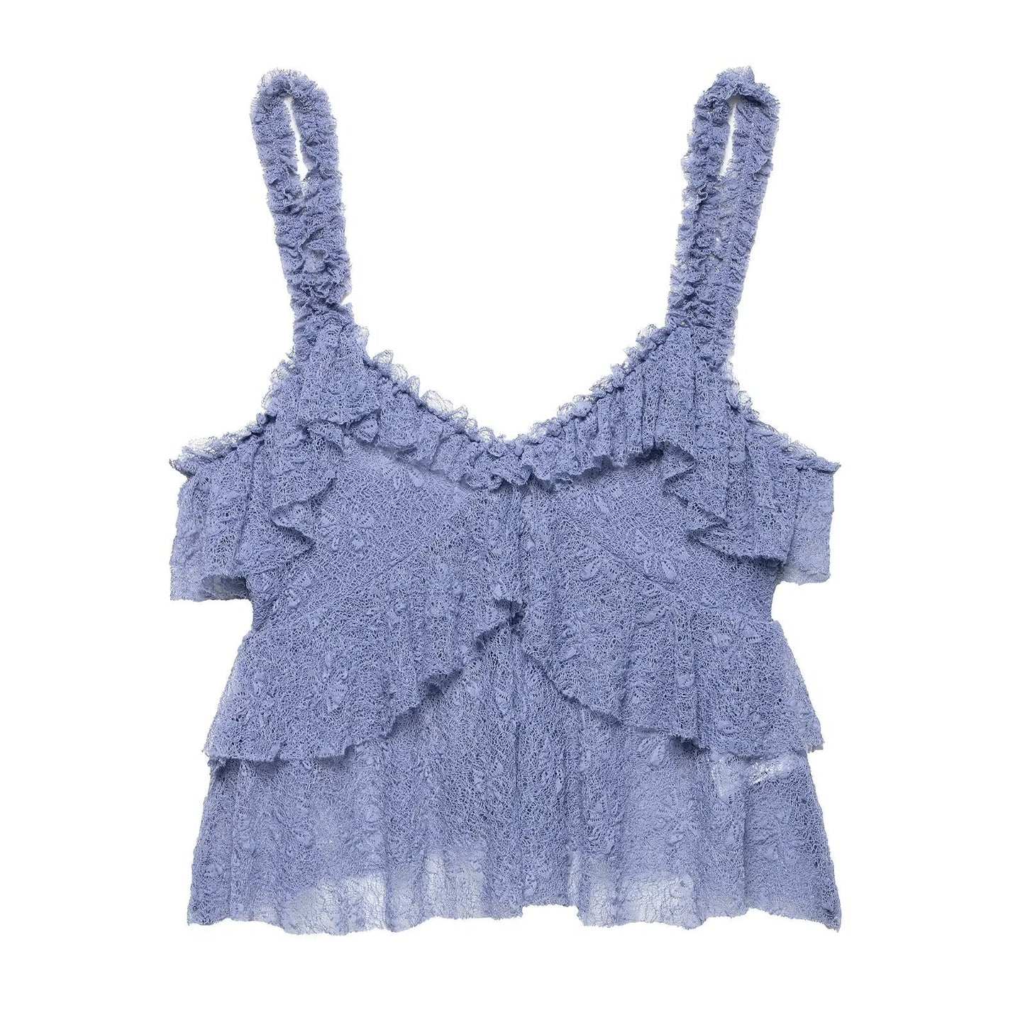 Lace Ruffle Spaghetti Top Maxi Skirt Sets