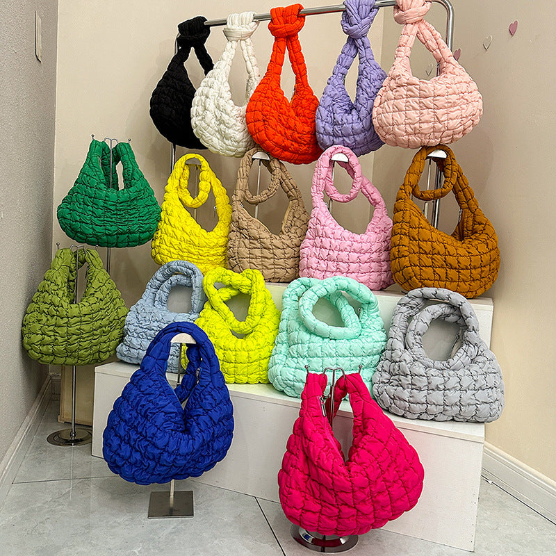 Wrinkled Cloud Crossbody Bag Trendy Nylon Tote