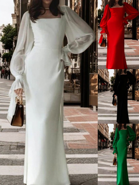 Elegant U-Neck Long Sleeve Mermaid Wedding Dress