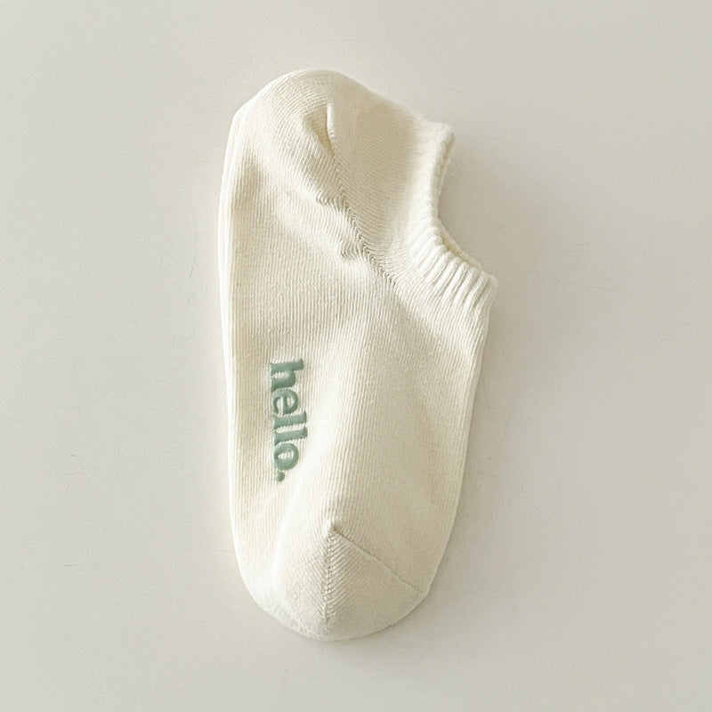 Candy Color Letter Simple Low Ankle Socks
