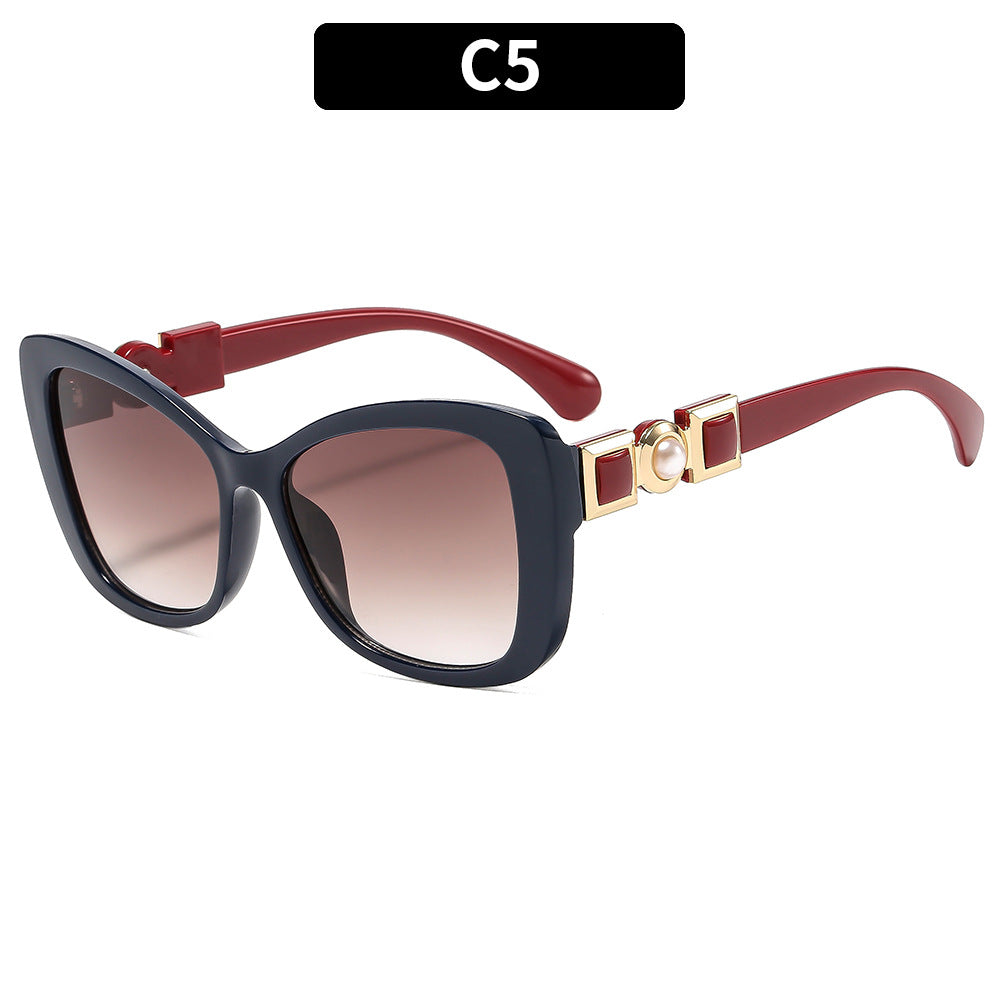 Elegant Butterfly Sunglasses with Pearl Accents UV400 Protection