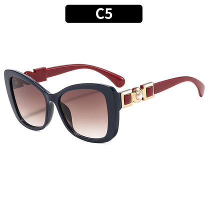 Elegant Butterfly Sunglasses with Pearl Accents UV400 Protection