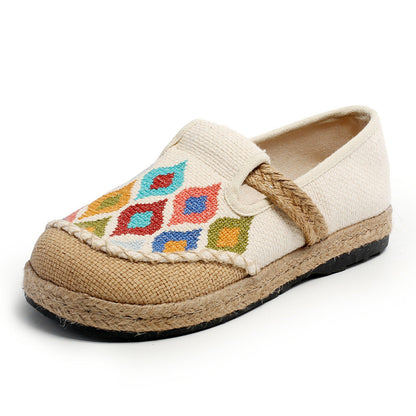 Cross Stitch Colorful Peacock Pattern/Different Footwear Spring Linen Shoes