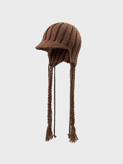 Cute Braid Tassel Ear Flap Beanie Knit Hat