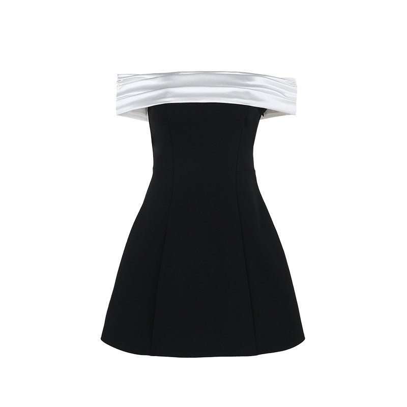 Slim Fit Off-Shoulder Color Block Dress