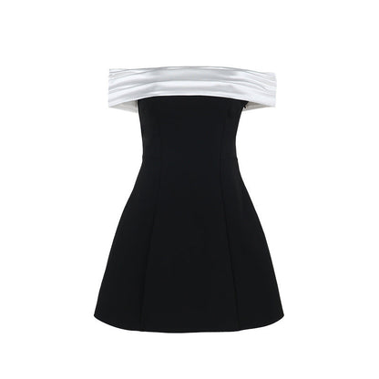 Slim Fit Off-Shoulder Color Block Dress