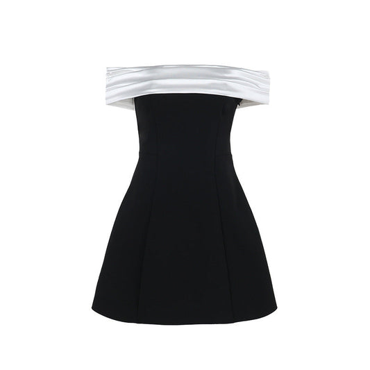 Slim Fit Off-Shoulder Color Block Dress