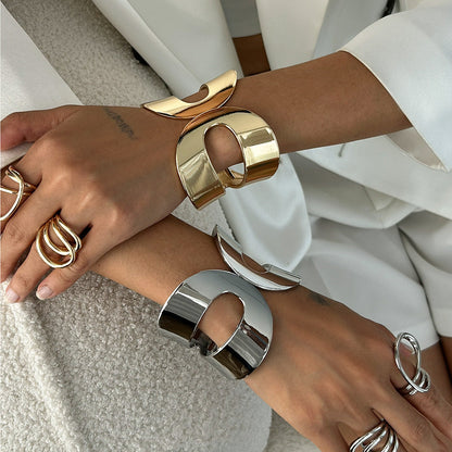 Irregular Design Spring Bracelet Set Zinc Alloy Trendy Jewelry