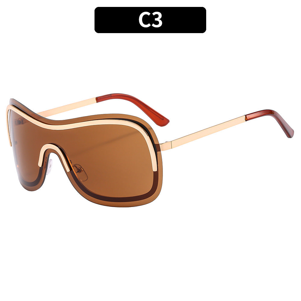 Frameless Y2K Oval Sunglasses Trendy Metal Shades