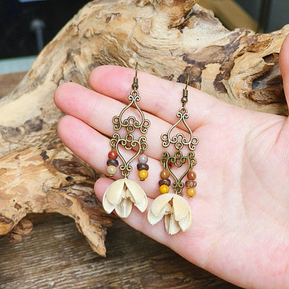 Vintage Style Bohemian-Inspired Dried Fruit Beaded Earrings
