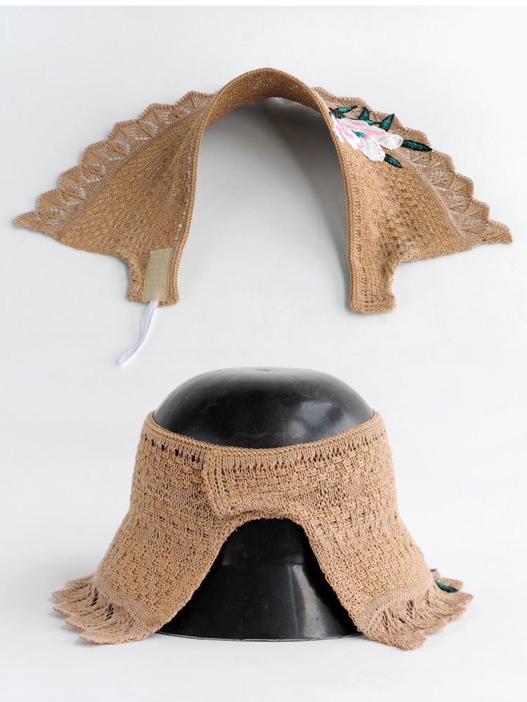 Spring And Summer Women'S Ethnic Style Embroidery Cotton Empty Top Beach Hat Sun Protection Face Sun Hat Foldable Sun Hat