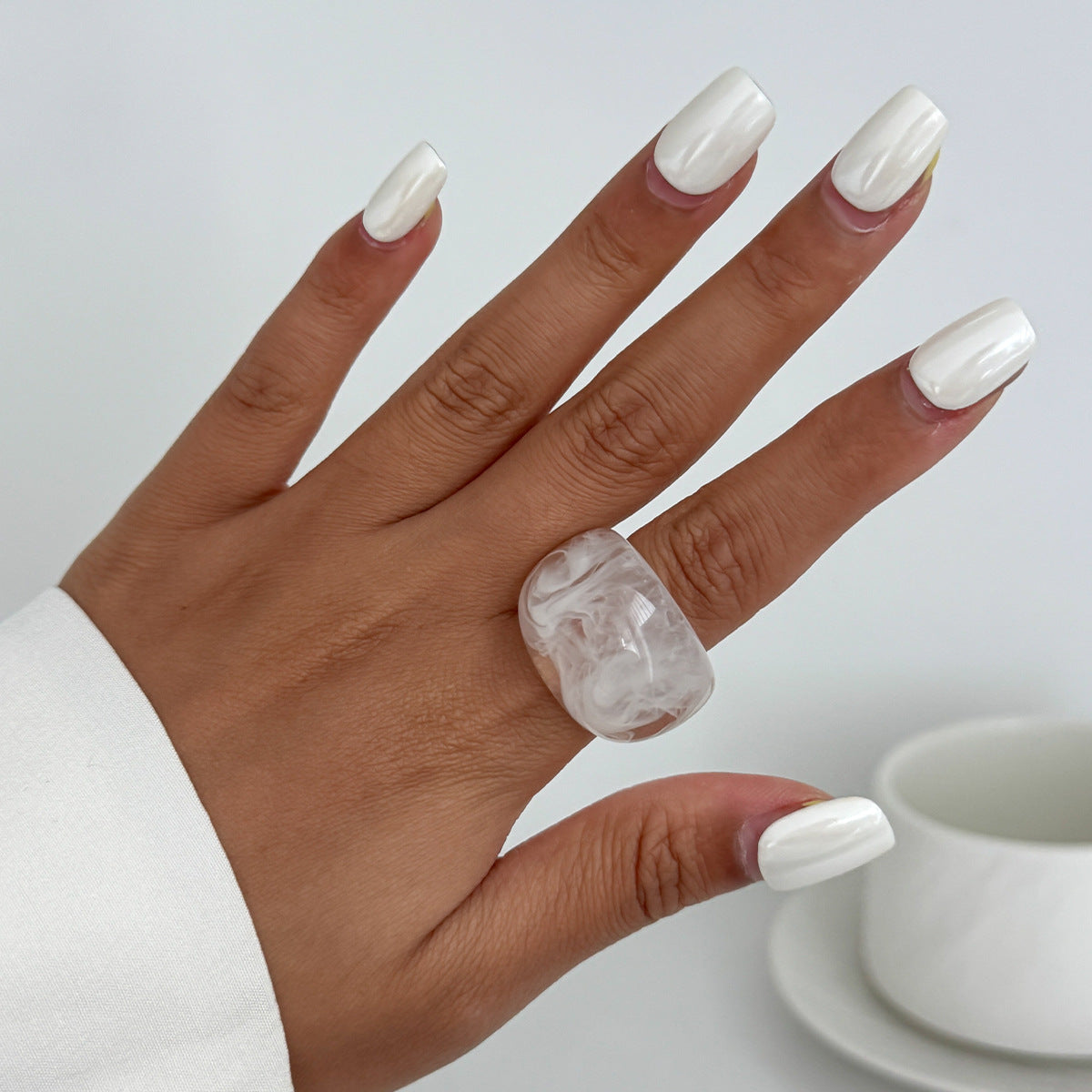 Colorful Resin Rings Geometric Design For Women