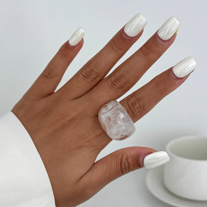 Colorful Resin Rings Geometric Design For Women