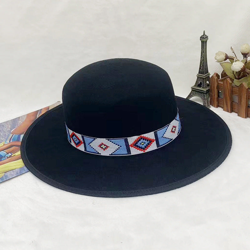 Wool Felt Wide Brim Fedora Hat for Fall/Winter