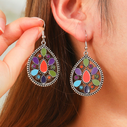 Bohemian Tassel Drop Earrings Colorful Ethnic Jewelry Set