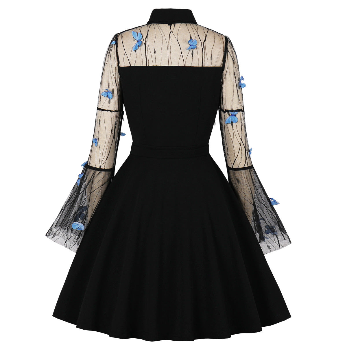 Vintage Elegant Flared Dress With Embroidery