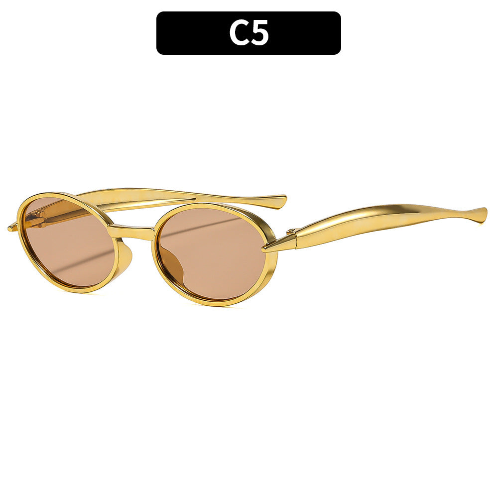 Trendy Oval Frame Sunglasses UV400 Protection for Outdoor Activities