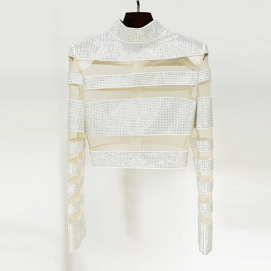 Fashionable Elegant Sequin Mesh Top And Skirt Outfit