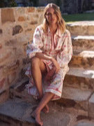 Floral Long Maxi Dress Elegant Casual Linen With Belt