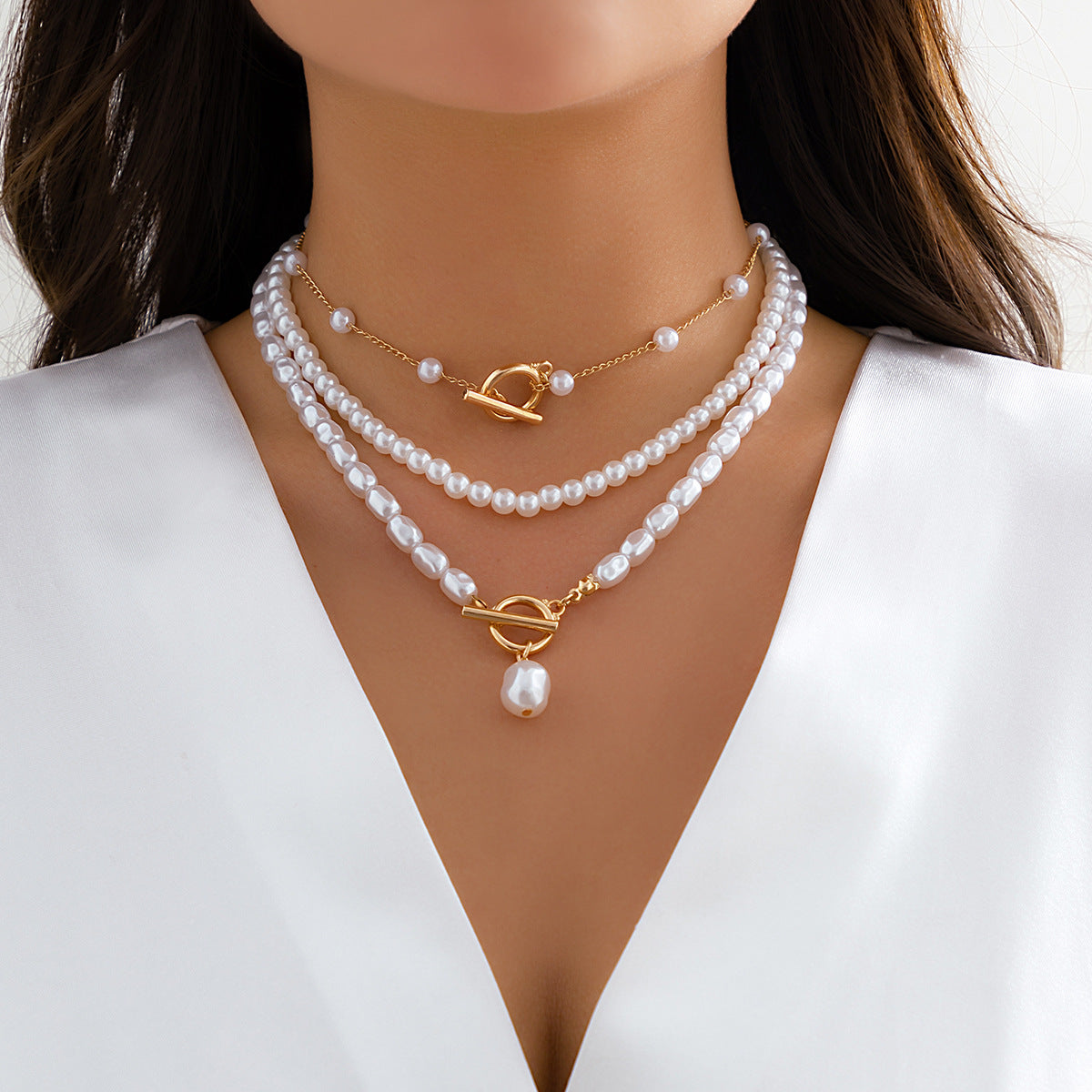 Baroque Style Irregular Pearl Necklace Creative Geometric Chain