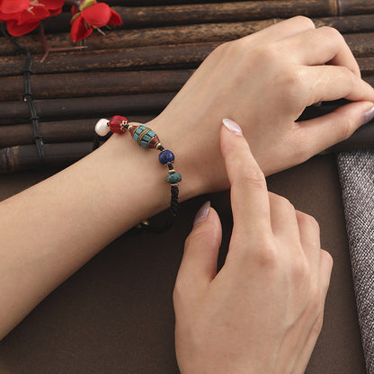 New Nepal Pearl Ethnic Style Bracelet Retro Simple Joker Hand-Woven Couple Bracelet