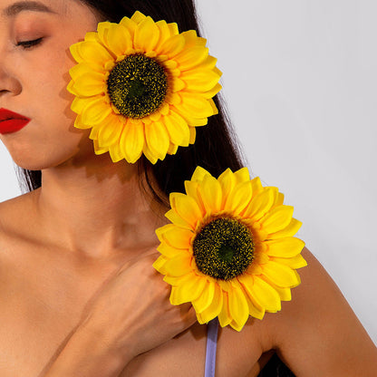 Colorful Floral Earrings With Sunflower And Rose Design