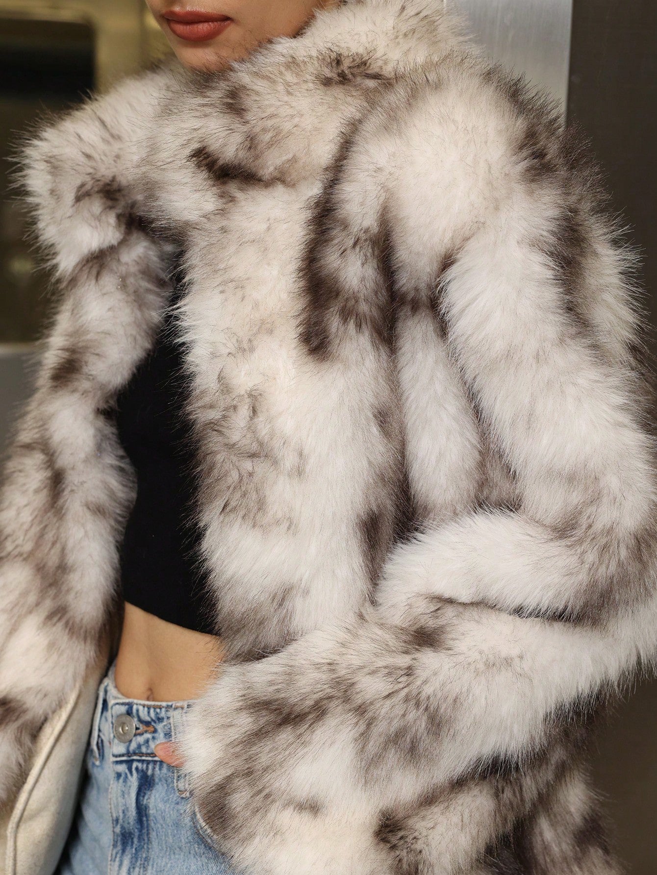 Luxury Plush High Neck Coat for Women - Casual Oversized Jacket