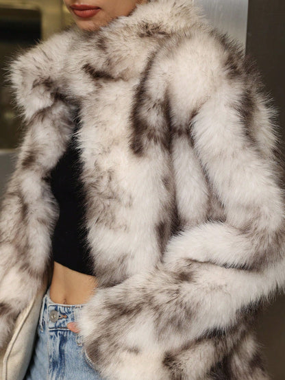 Luxury Plush High Neck Coat for Women - Casual Oversized Jacket