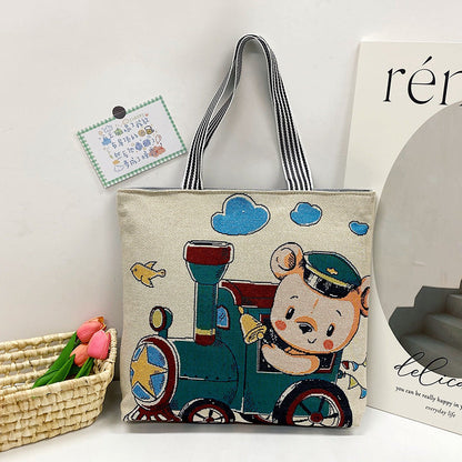 Ethnic Vintage Embroidered Canvas Tote Bag for Women