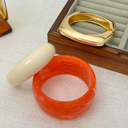 Creative Colorful Gradient Wide Cuff Bracelet Retro Metal Bangle