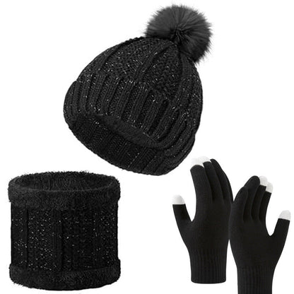 Warm Winter Knit Hat Scarf Gloves Set for Outdoor Activities