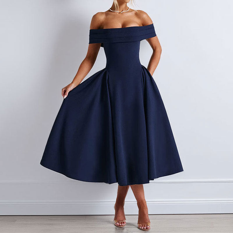 Off-Shoulder Elegant A-Line Dress Casual Polyester