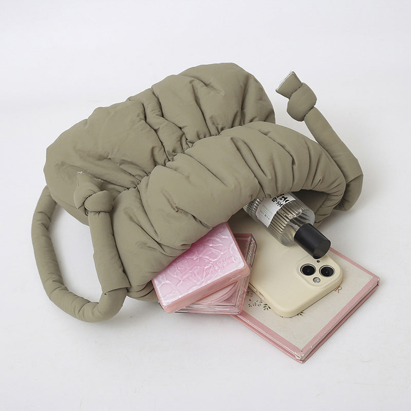 Trendy Nylon Bucket Bag Soft Casual Shoulder Bag