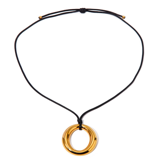 Simple Round Cutout Titanium Necklace