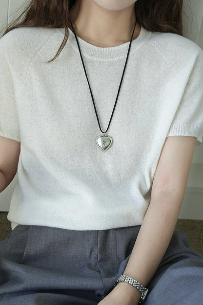Light Luxury V-Neck Knit Top Soft Cashmere Blend T-Shirt