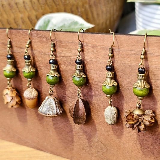 Bohemian Leaf Design Alloy Earrings with Natural Elements