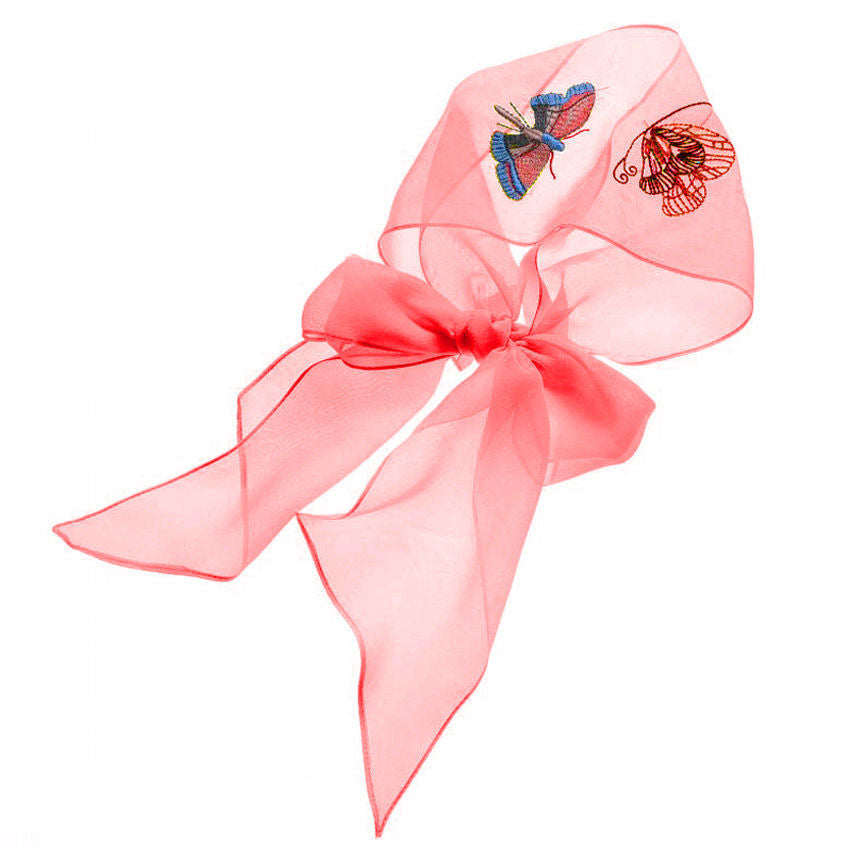 Summer Thin Embroidery Butterfly Narrow Strip Silk Scarf Women Spring And Autumn Versatile Fashion Gauze Scarf Women