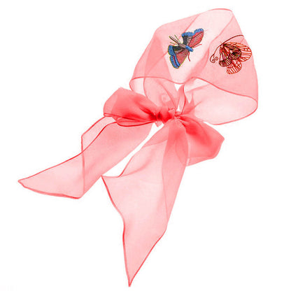 Summer Thin Embroidery Butterfly Narrow Strip Silk Scarf Women Spring And Autumn Versatile Fashion Gauze Scarf Women