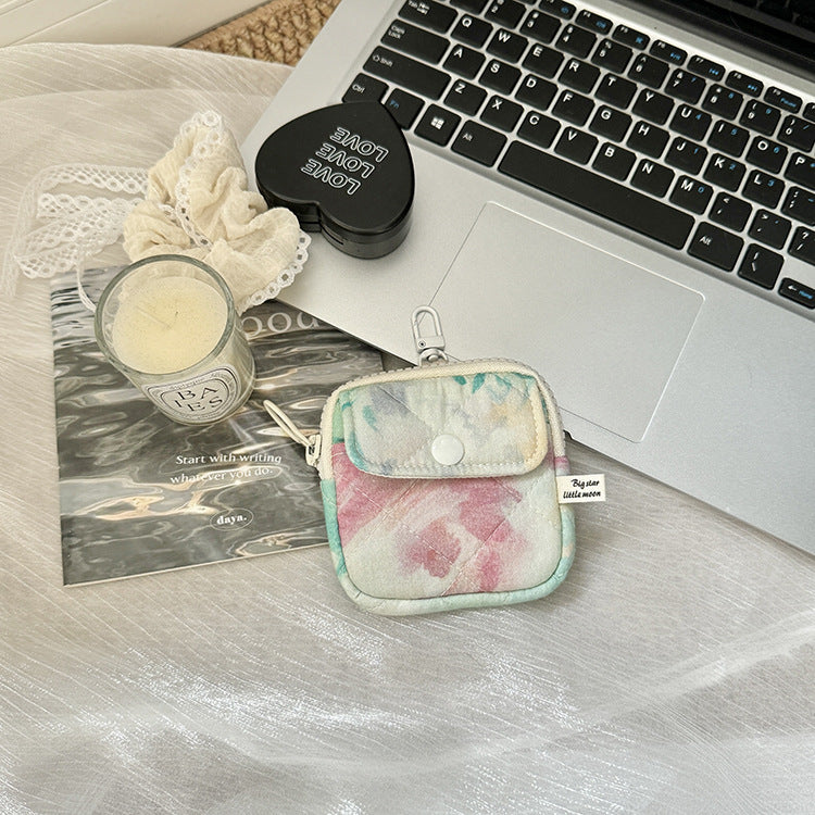Mini Bluetooth Earphone Organizer Wallet with Floral Design