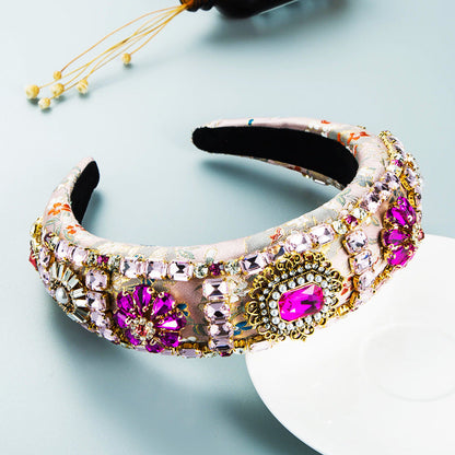 Baroque Wide Headband with Rhinestones for Women