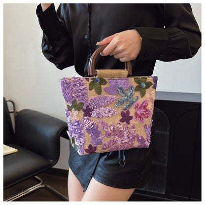 Colorful Sequin Embroidered Tote Bag