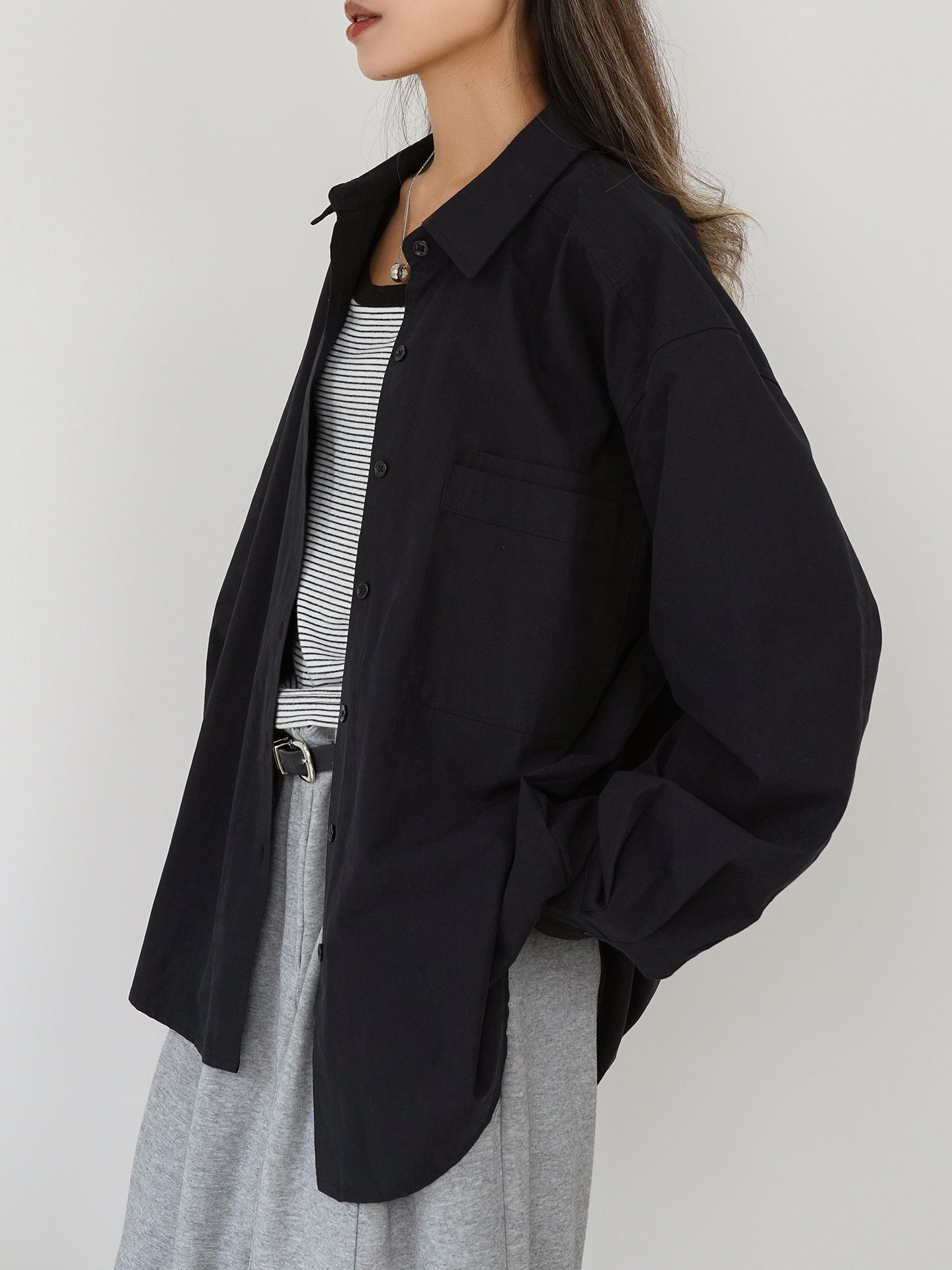 Premium Cotton Black Long Sleeve Button-Up Shirt