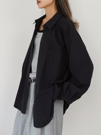 Premium Cotton Black Long Sleeve Button-Up Shirt