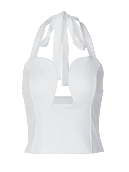 Trendy Hollow Out Corset Style Crop Top