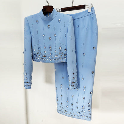 Beaded Short Top Long Skirt Set
