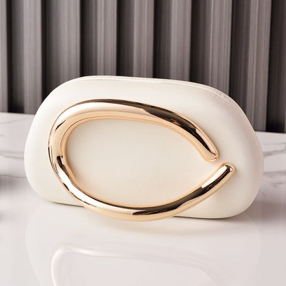 Retro PU Evening Clutch Bag With Gold Handle