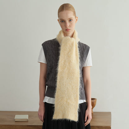 Classic Solid Knit Alpaca Scarf for Women
