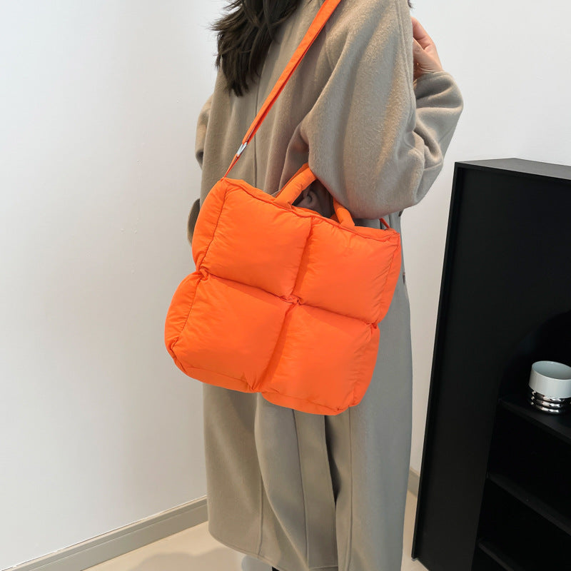 Soft Quilted Nylon Tote Bag Stylish Casual Handbag