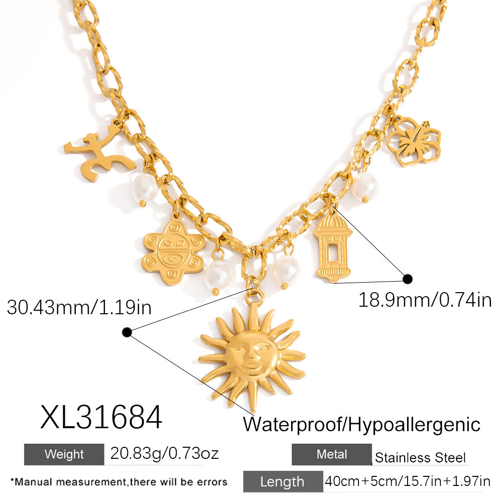 Skull Heart Pendant Stainless Steel Necklace Chic Luxury
