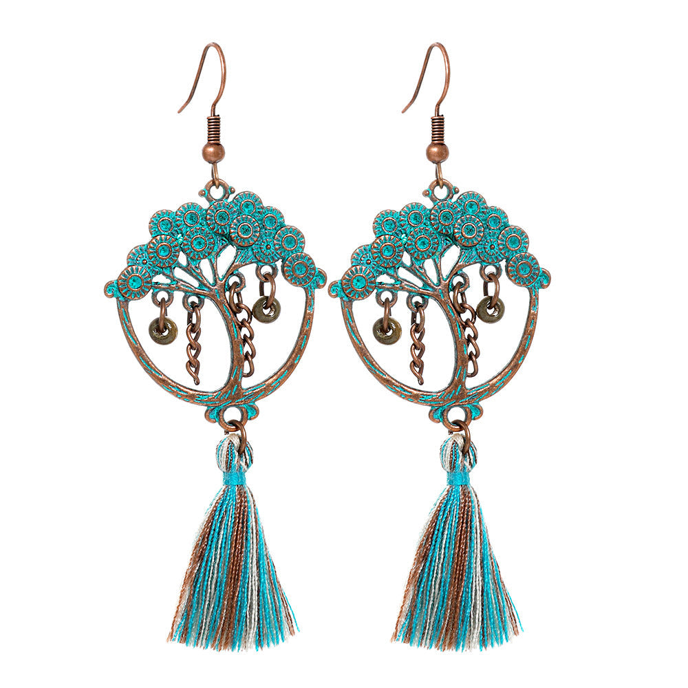Vintage Metal Tassel Earrings Creative Bohemian Jewelry